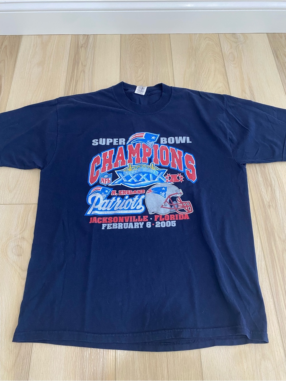 New England Patriots 2005 Super Bowl Champions Navy T-Shirt XL